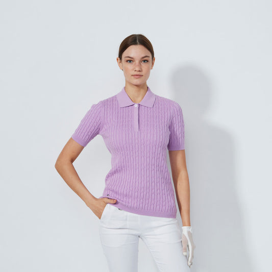 Daily Sports Abstract Fusion Madelene Veronica Cable Knit Short Sleeve Polo