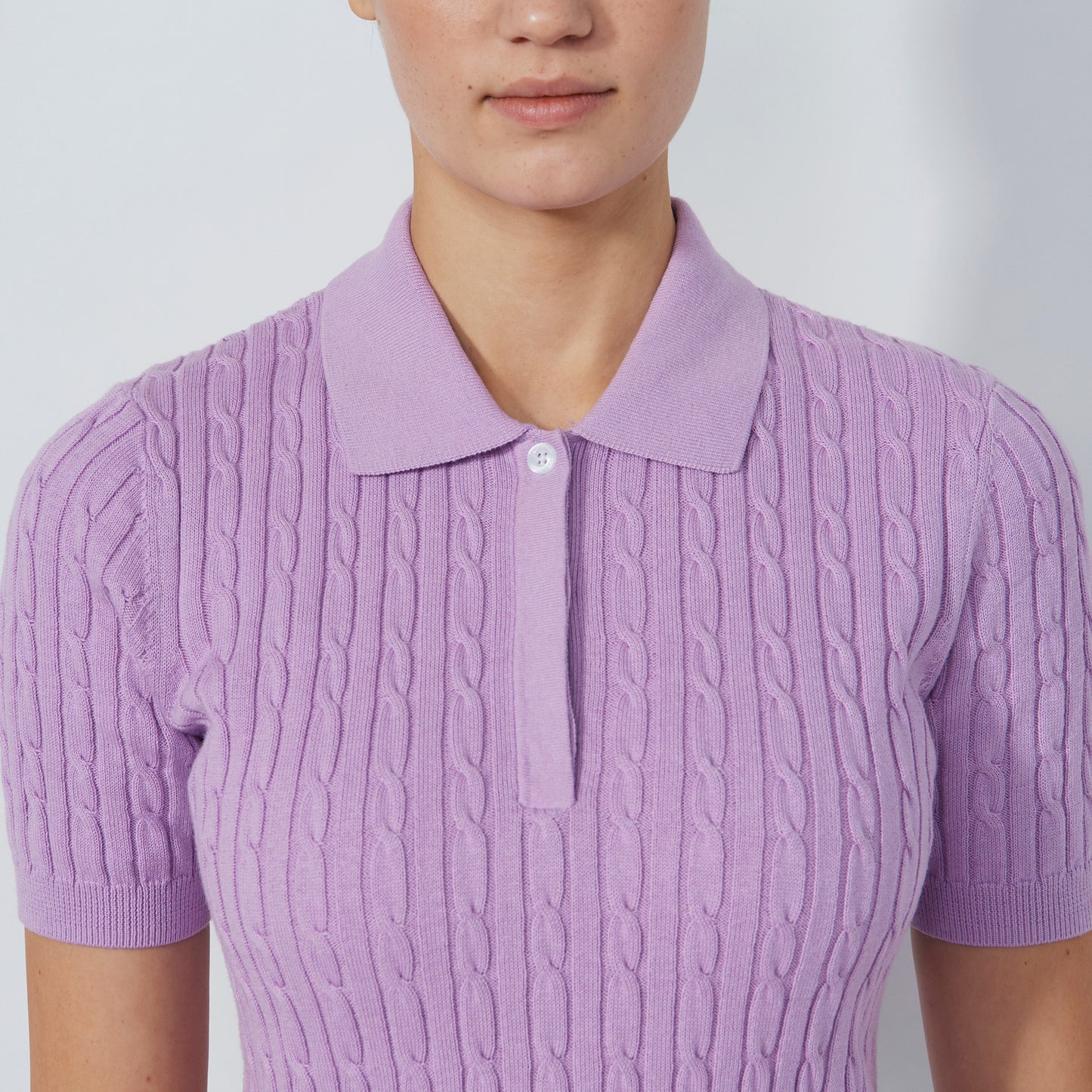 Daily Sports Abstract Fusion Madelene Veronica Cable Knit Short Sleeve Polo