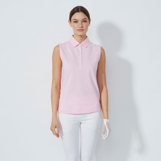 Daily Sports Abstract Fusion Fairway Pink Pansy Sleeveless Polo