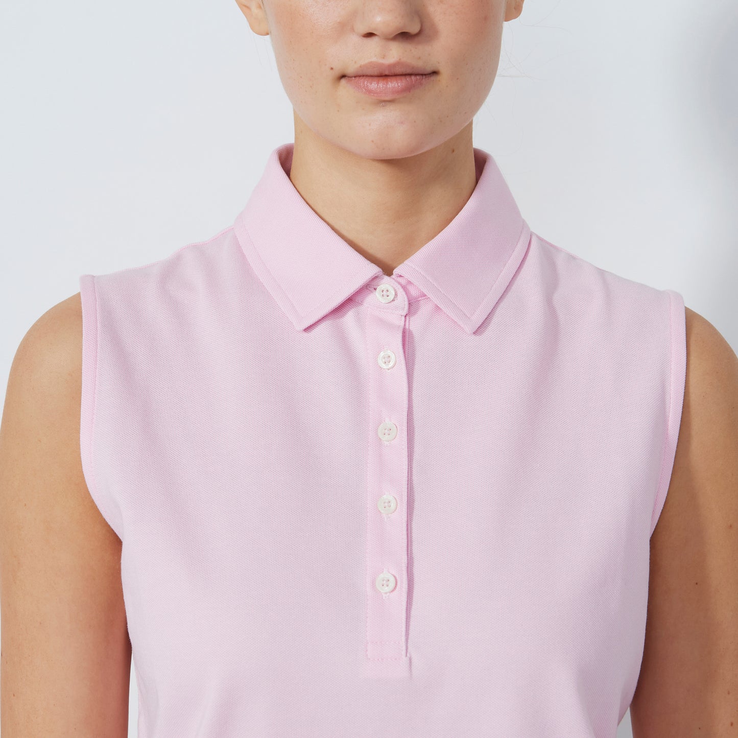 Daily Sports Abstract Fusion Fairway Pink Pansy Sleeveless Polo