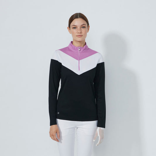 Daily Sports Abstract Fusion Black Block Long Sleeve Polo