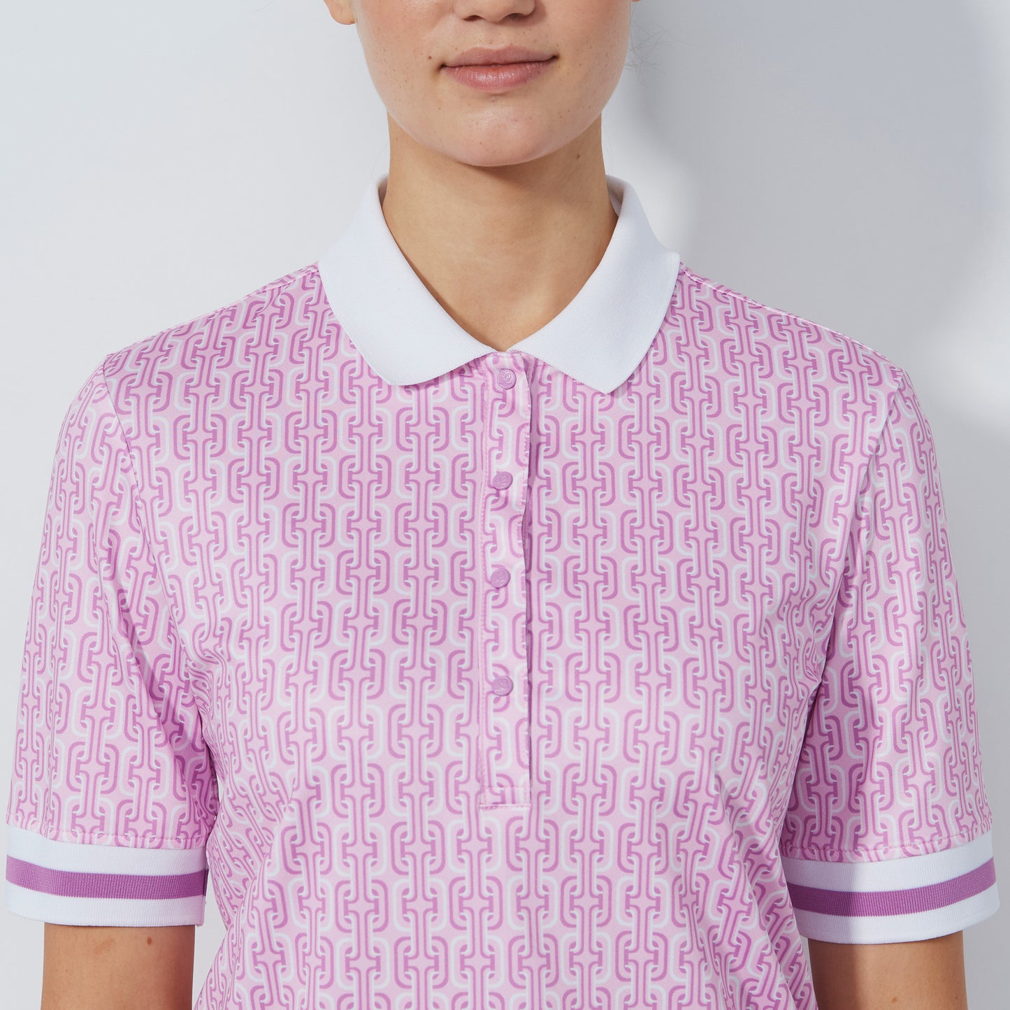 Daily Sports Abstract Fusion Delusion Pink Print Half Sleeve Polo Shirt