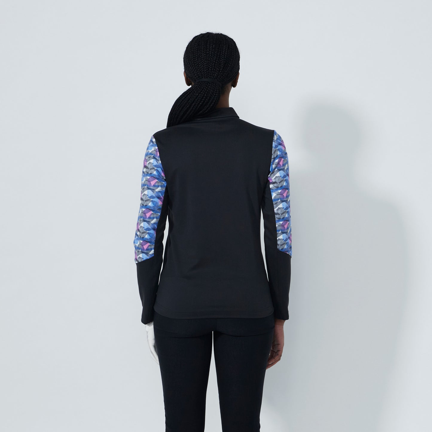Daily Sports Abstract Fusion Intertwined Print Peach Half Neck Long Sleeve Polo