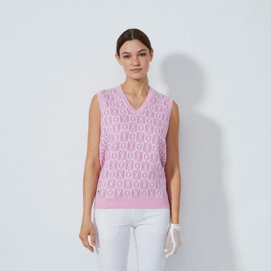 Daily Sports Abstract Fusion Delusion Pink Jacquard V-Neck Vest