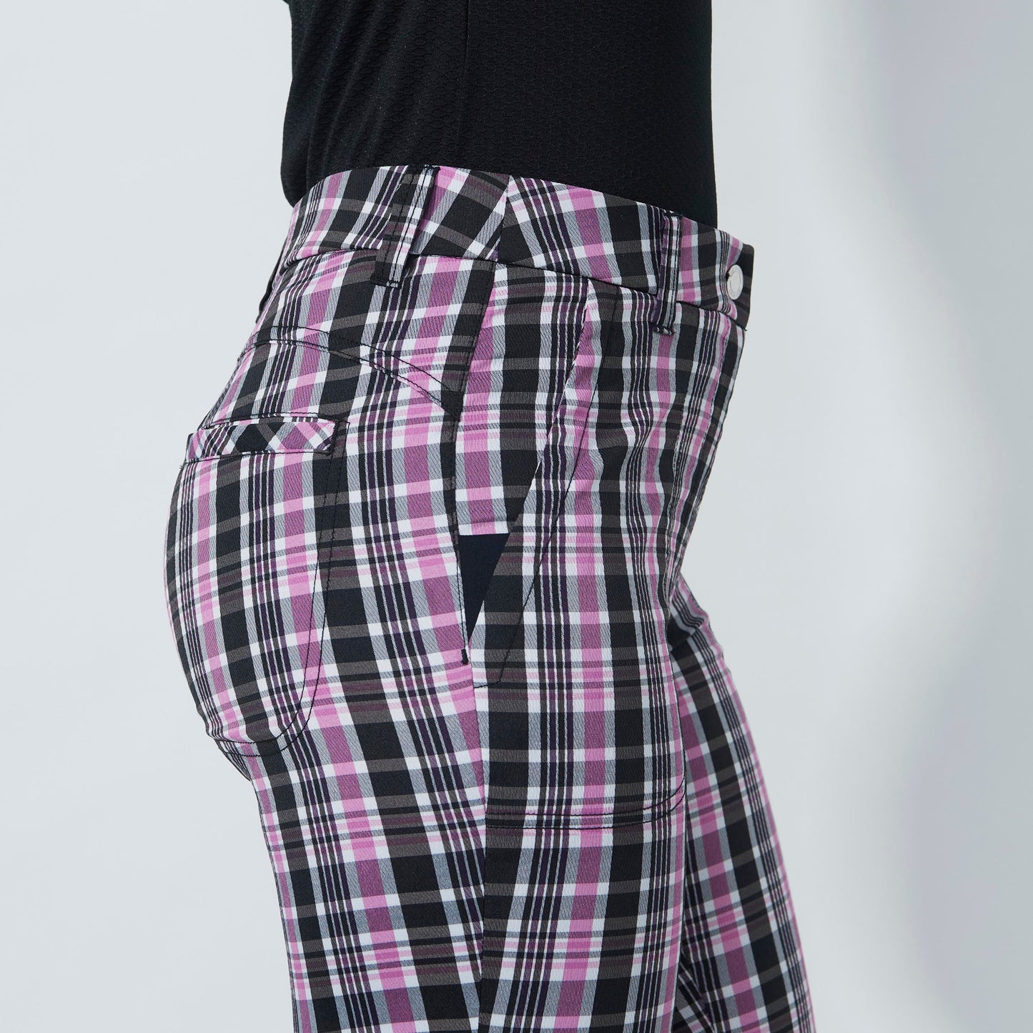Daily Sports Abstract Fusion Black Plaid Print Pants 32"