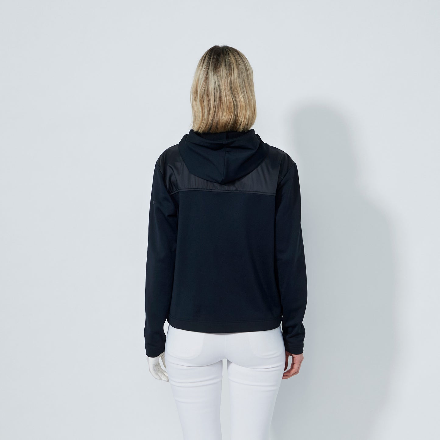 Daily Sports Abstract Fusion Relaxed Black Hooded Midlayer Jacket