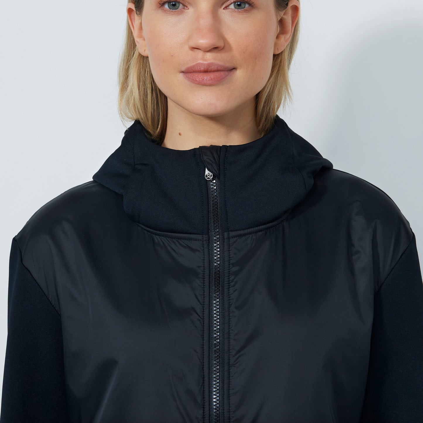 Daily Sports Abstract Fusion Relaxed Black Hooded Midlayer Jacket
