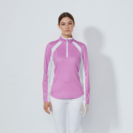 Daily Sports Abstract Fusion Veronica Panel Long Sleeve Half Neck Polo