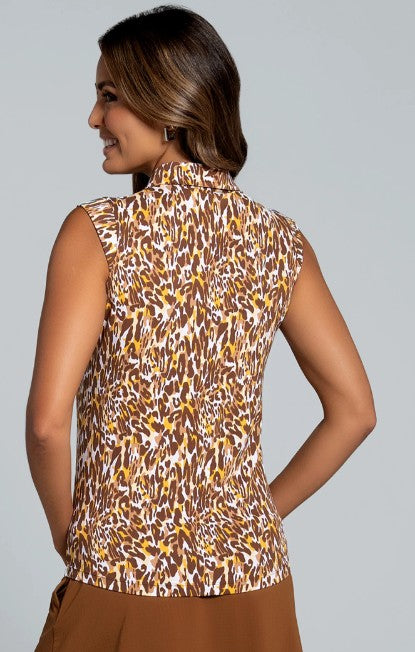 IBKUL Karen Print Sleeveless Polo
