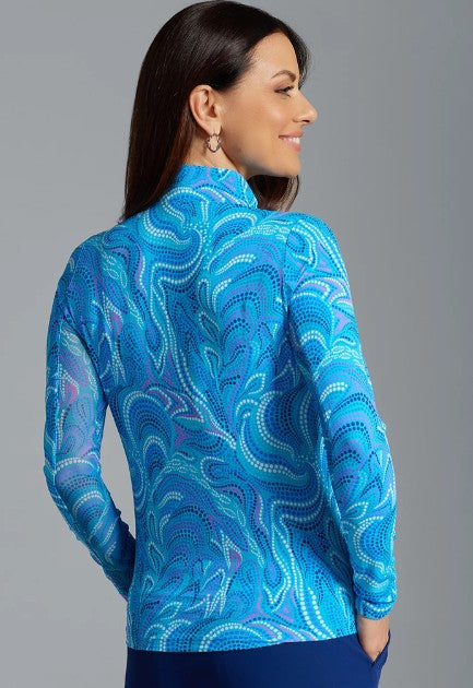 IBKUL Rebecca Print Long Sleeve Mock Neck Top