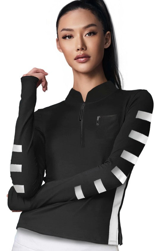 Jamie Sadock Long Sleeve Top in JET-01