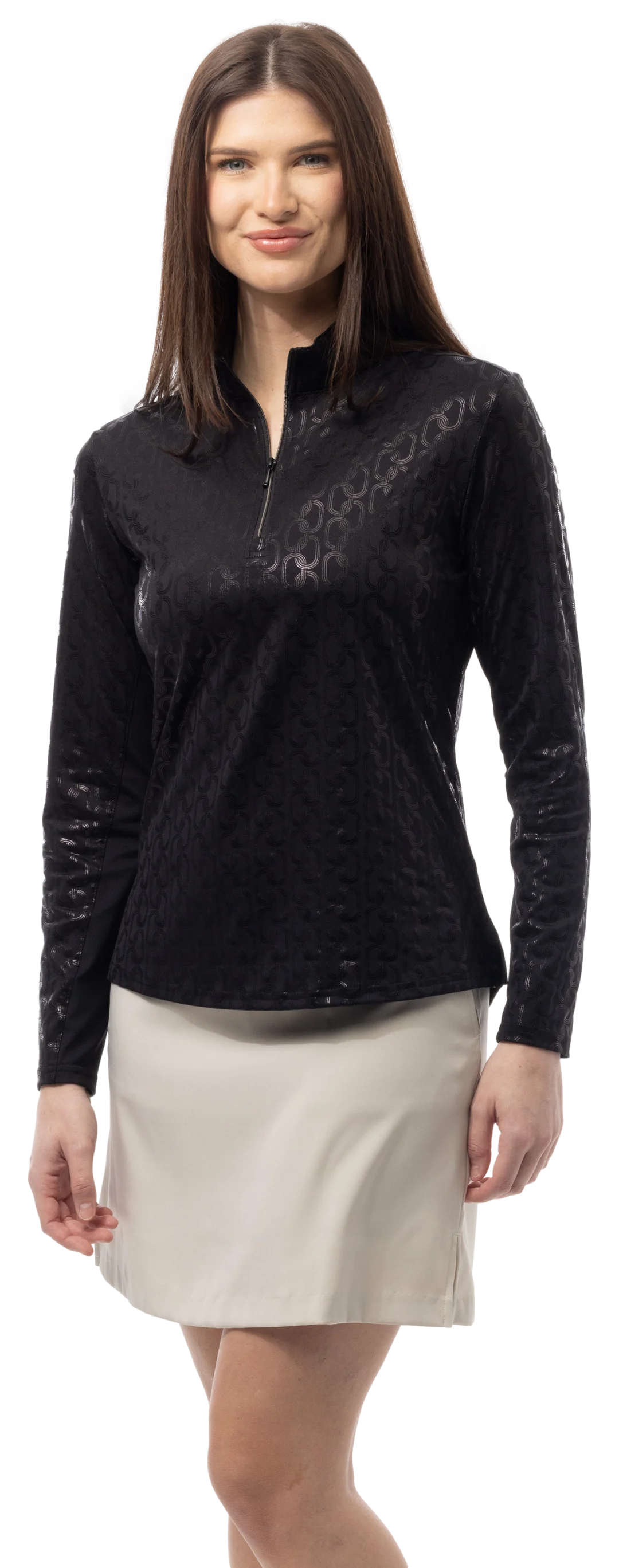 SanSoleil SolShine Long Sleeve Foil Print Mock (Multiple Colors)