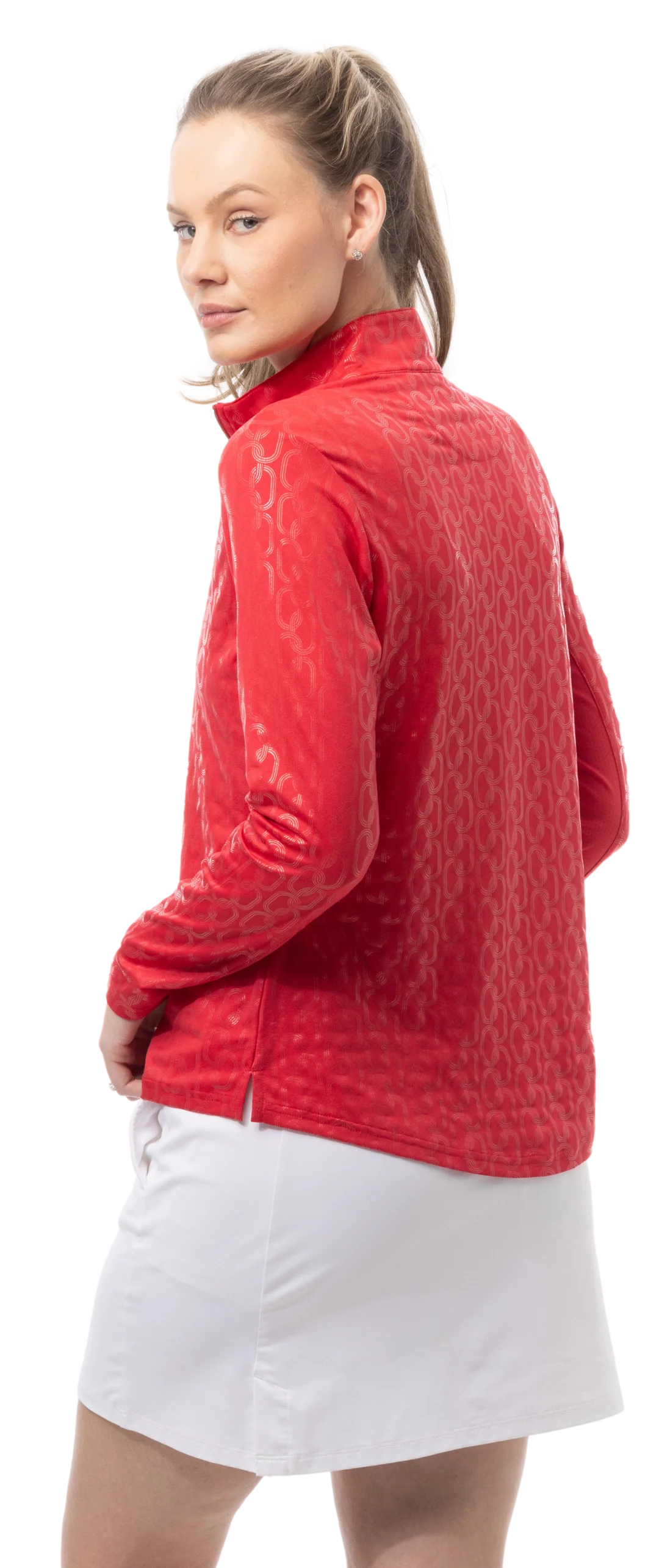 SanSoleil SolShine Long Sleeve Foil Print Mock (Multiple Colors)