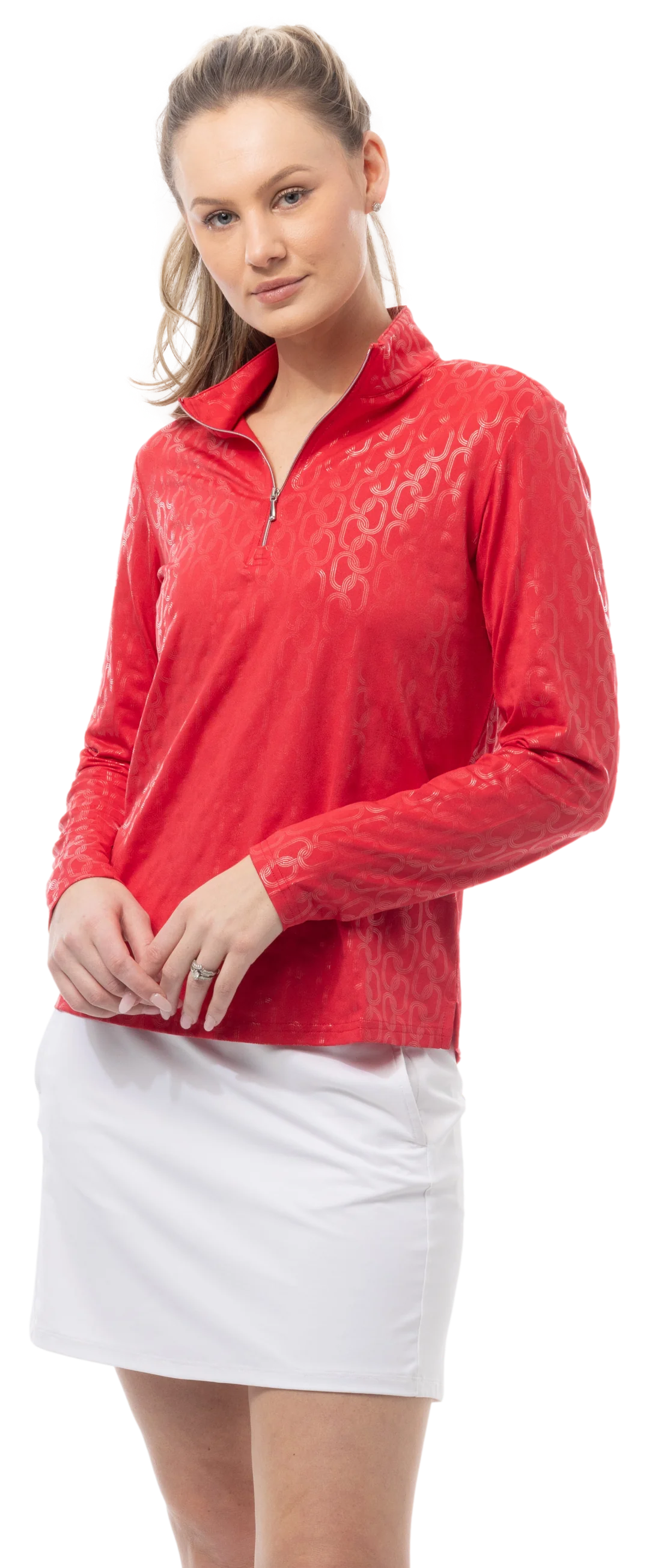 SanSoleil SolShine Long Sleeve Foil Print Mock (Multiple Colors)