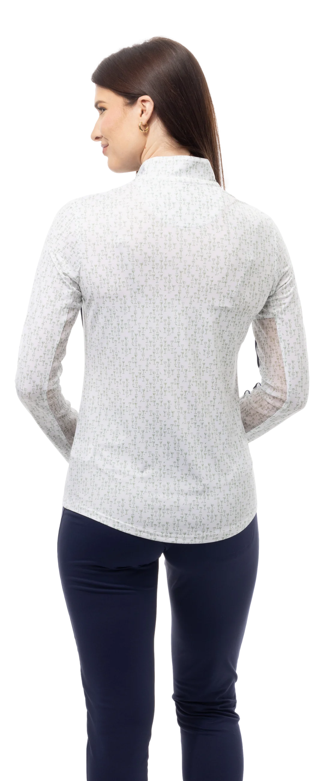 SanSoleil SunGlow Long Sleeve Print Piping Mock