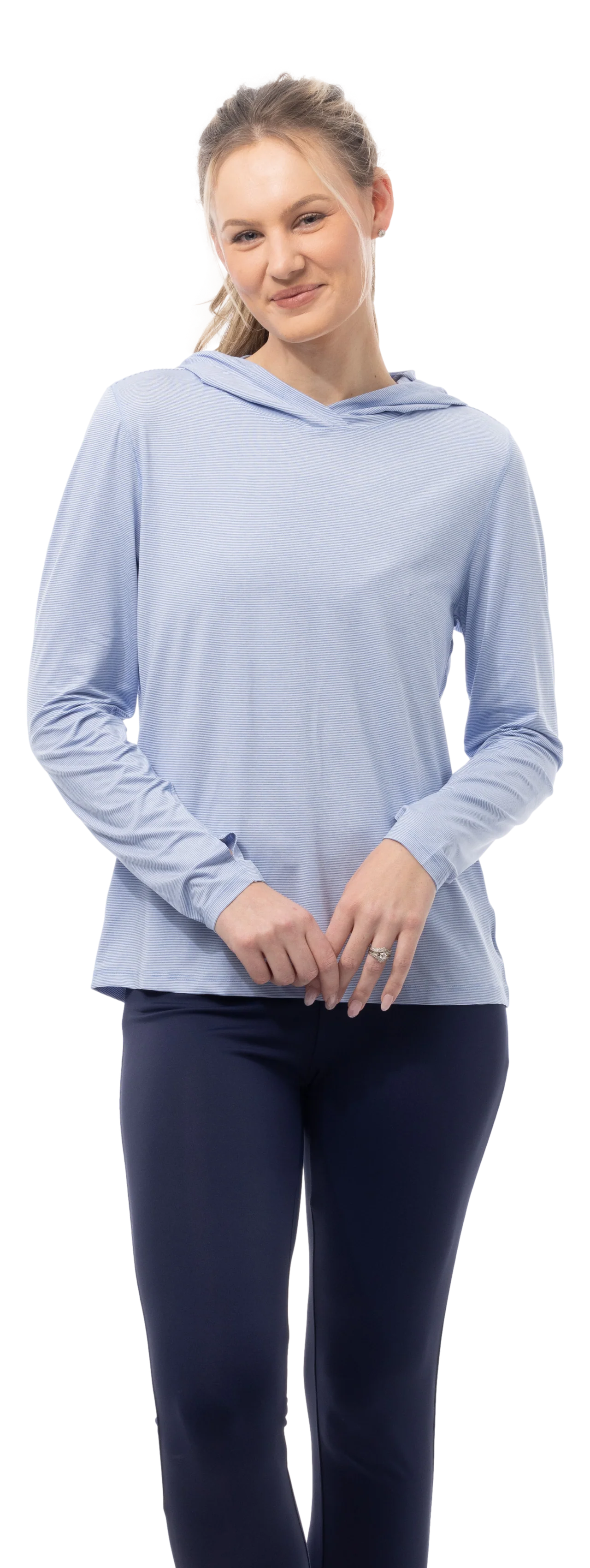 SanSoleil SolMelange Long Sleeve Stripe Hoodie