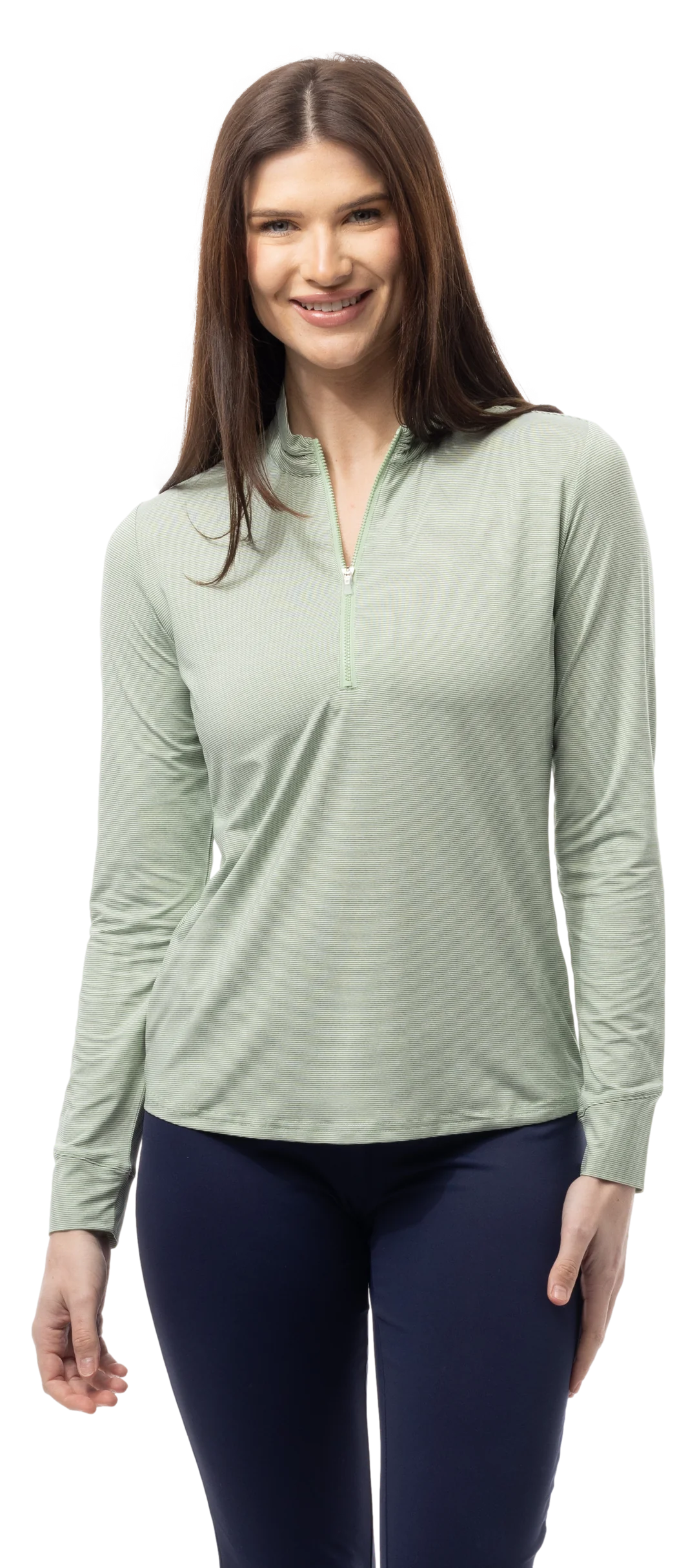 SanSoleil SolMelange Long Sleeve Stripe Mock
