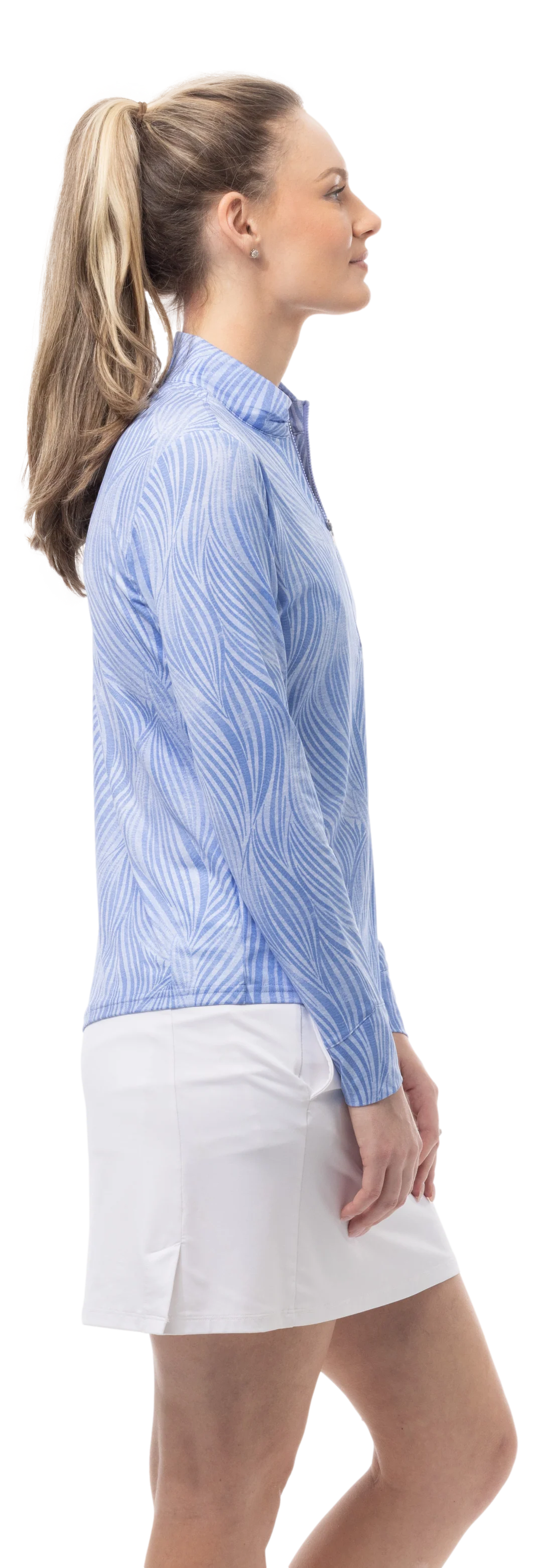 SanSoleil SolMelange Long Sleeve Stripe Mock