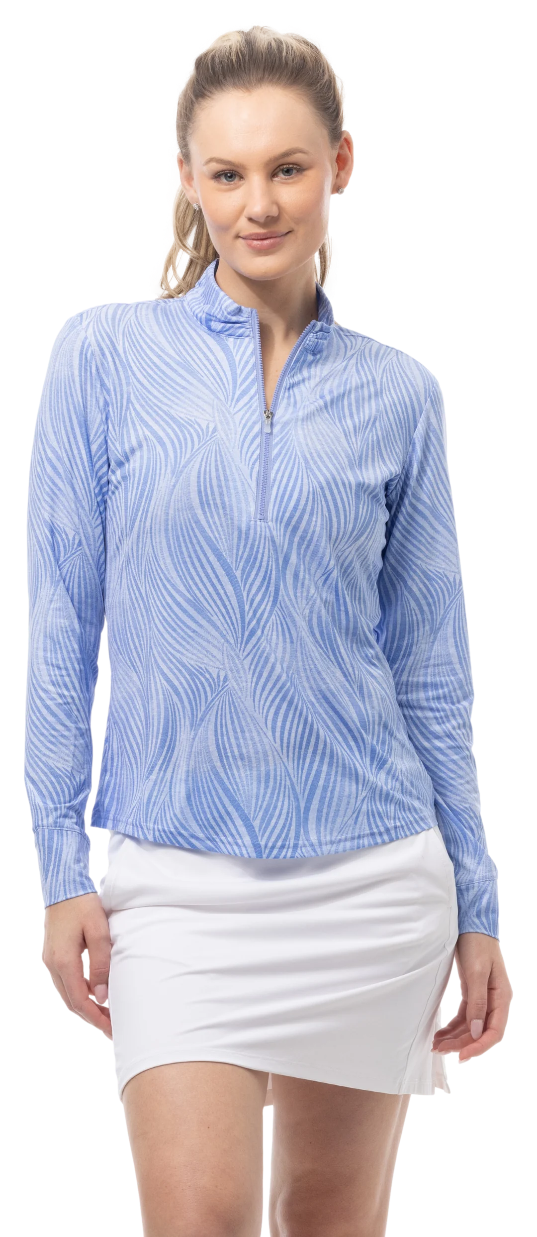 SanSoleil SolMelange Long Sleeve Stripe Mock
