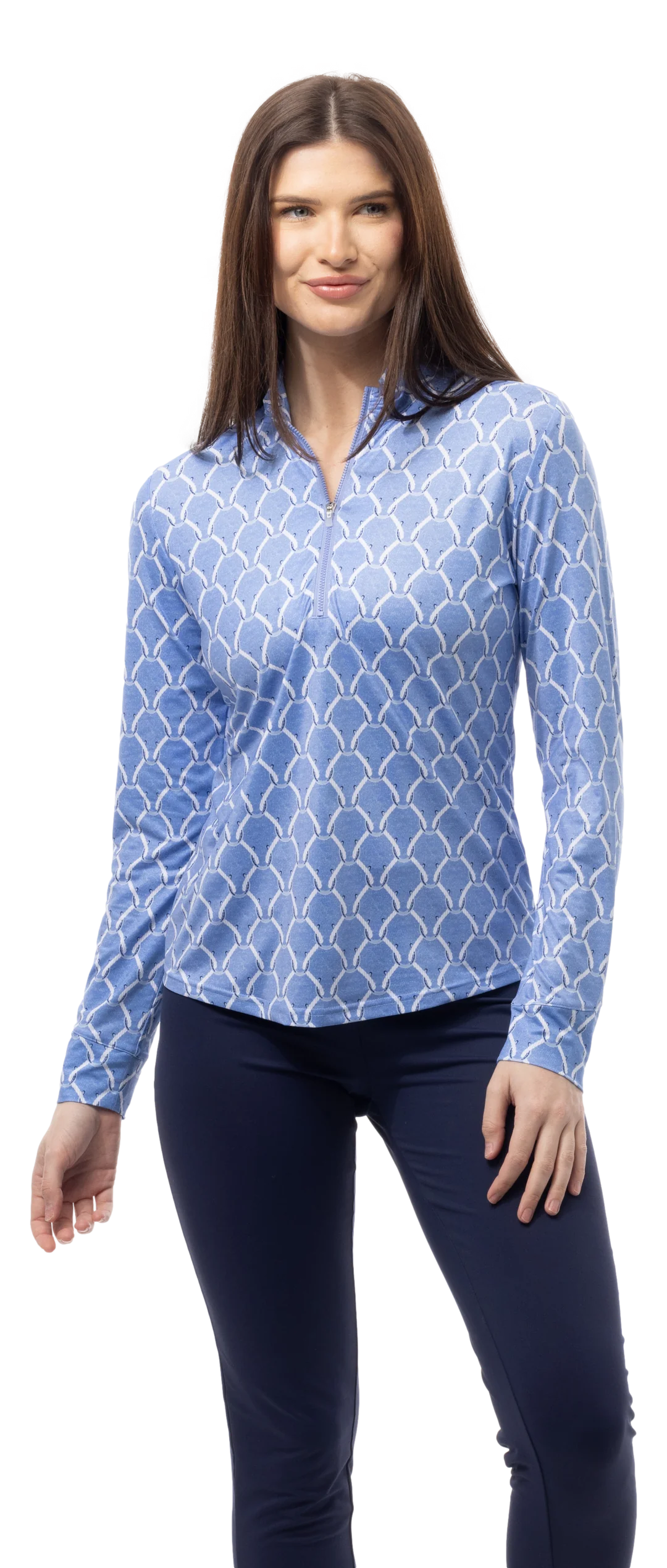 SanSoleil SolMelange Long Sleeve Stripe Mock