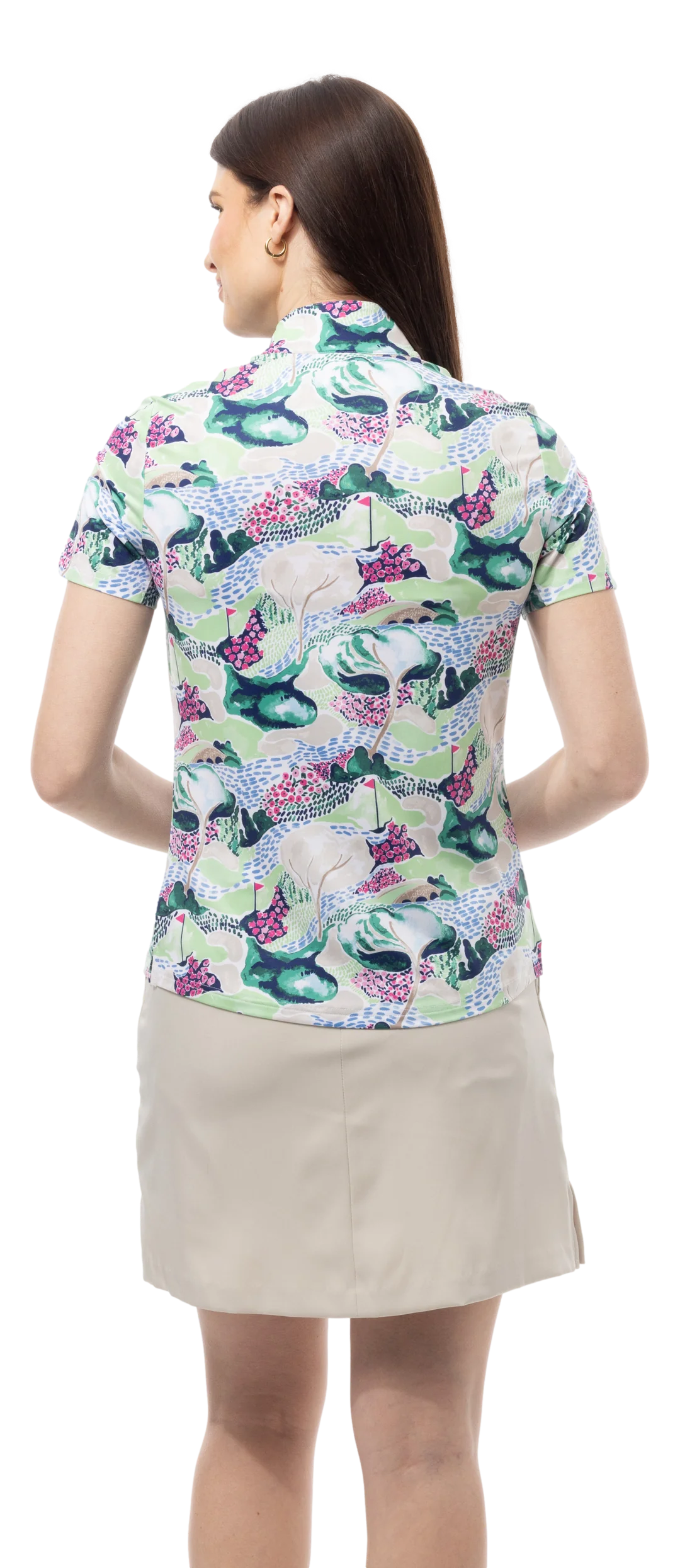 SanSoleil SolCool Short Sleeve Print Mock
