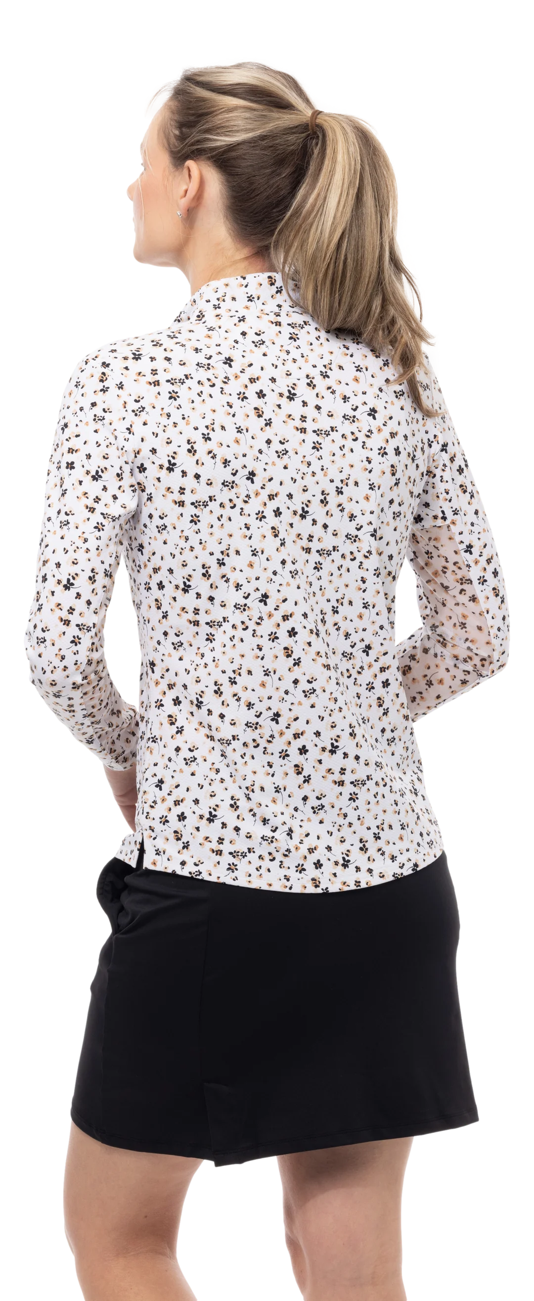 SanSoleil SolTek LUX Long Sleeve Zip Print Mock