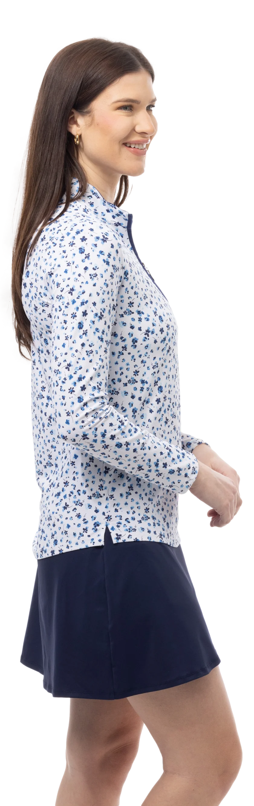 SanSoleil SolTek LUX Long Sleeve Zip Print Mock