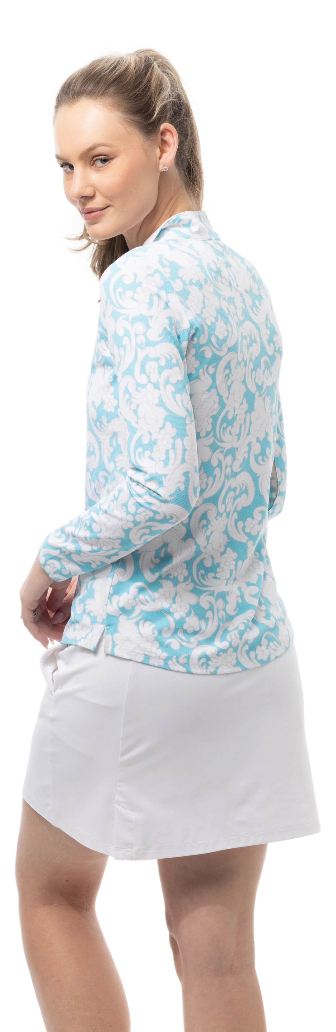 SanSoleil SolTek LUX Long Sleeve Zip Print Mock