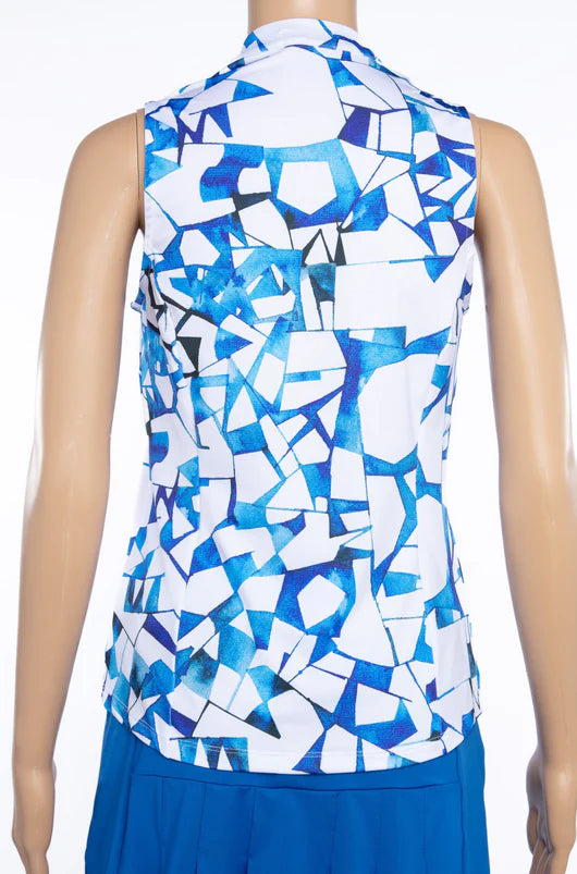 Amy Sport Harmony Sky Frontline 2.0 Silver Zip Sleeveless Top