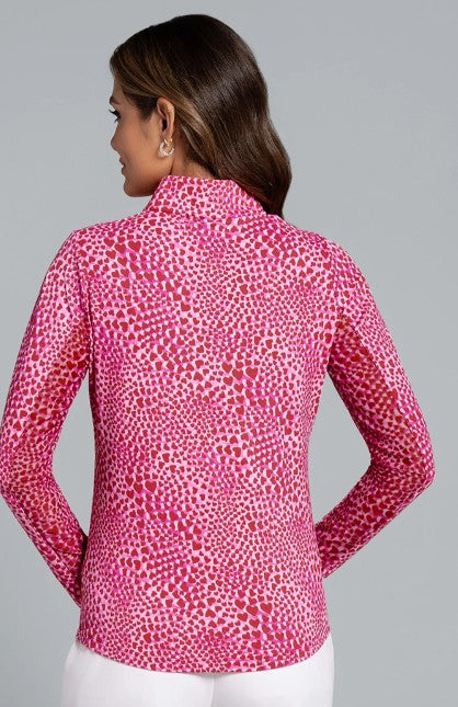 IBKUL Amanda Print Long Sleeve Mock Neck Top