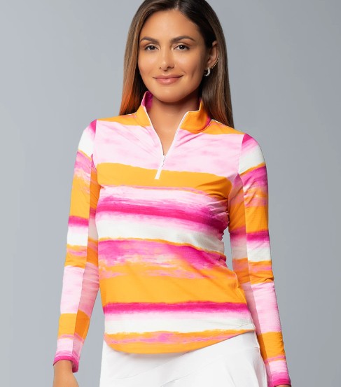 IBKUL Amy Print Long Sleeve Mock Neck (Multiple Colors)