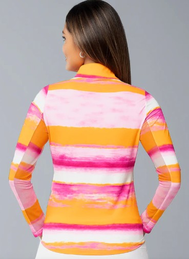 IBKUL Amy Print Long Sleeve Mock Neck (Multiple Colors)