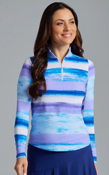 IBKUL Amy Print Long Sleeve Mock Neck (Multiple Colors)