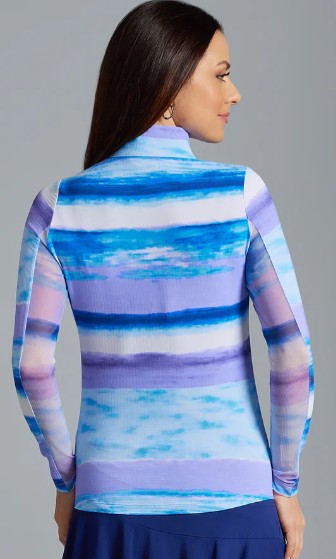 IBKUL Amy Print Long Sleeve Mock Neck (Multiple Colors)