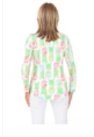 G Lifestyle SPRING Long Sleeve Color Block Zip Mock Neck Top in Ananas Green