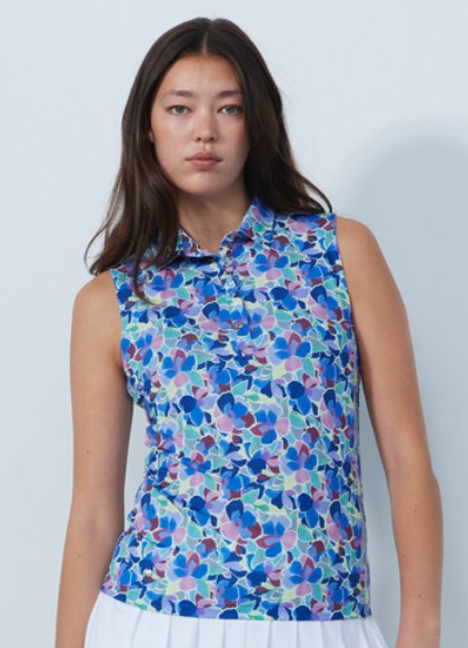 Daily Sports ARTIST Leafs Multi Color Print Sleeveless Polo Shirt