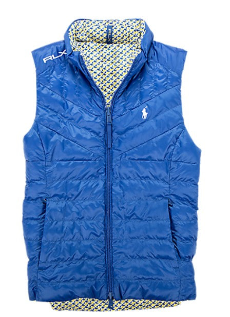 Ralph Lauren RLX Tech Basedown Micro Ripstop Full Zip Outerwear Vest in Abstract Geo