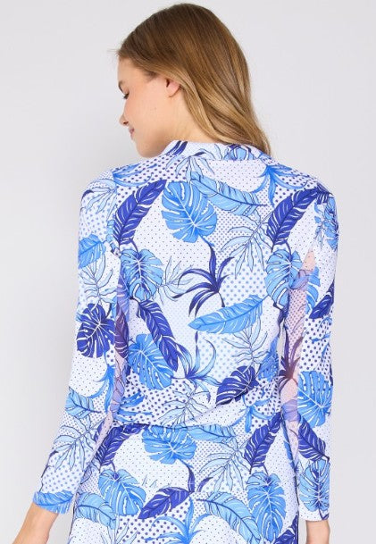 G Lifestyle BUTTON DOWN LONG SLEEVE POLO in BLUE OASIS