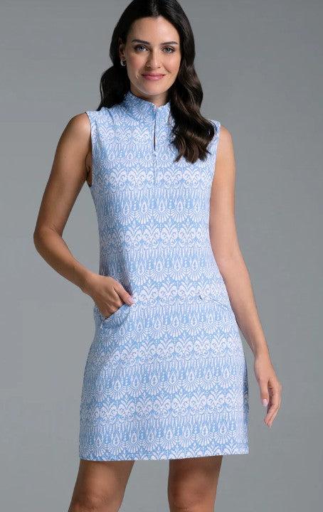 IBKUL Barbara Print Sleeveless Mock Dress 36.5" (Multiple Colors)