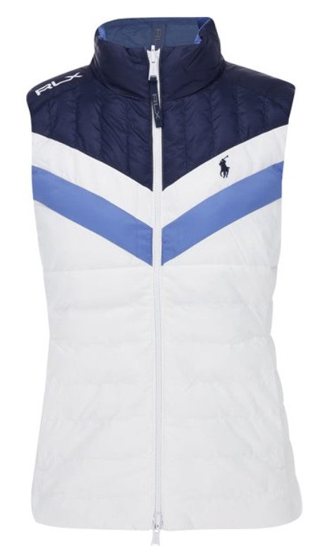 Ralph Lauren RLX Tech Basedown Micro Ripstop Full Zip Outerwear Vest in Ceramic White