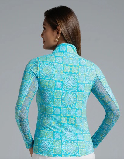 IBKUL Colette Print Long Sleeve Mock Neck Top (Multiple Colors)