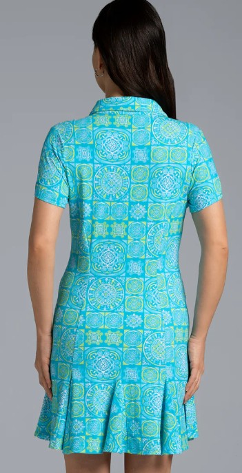 IBKUL Colette Print Short Sleeve Godet Dress (Multiple Colors)