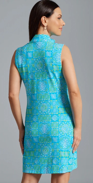 IBKUL Colette Print Sleeveless Mock Dress 36.5" (Multiple Colors)
