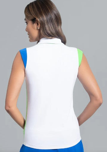 IBKUL Color Block Print Sleeveless Polo (Multiple Colors)