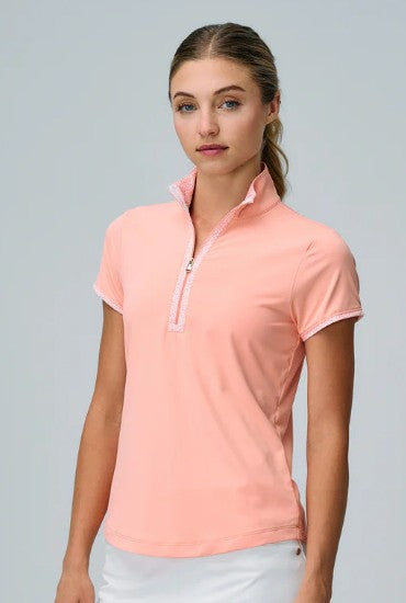 Fairway & Greene DINA ZIP SHORT SLEEVE MOCK
