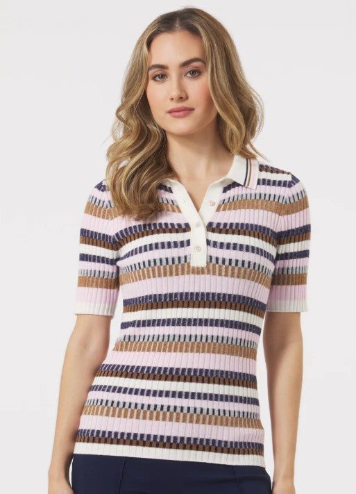 GG BLUE MODERN DESERT Short Sleeve Top Dayle Knit Rib