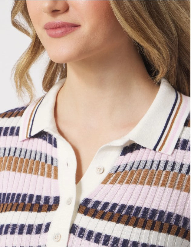 GG BLUE MODERN DESERT Short Sleeve Top Dayle Knit Rib