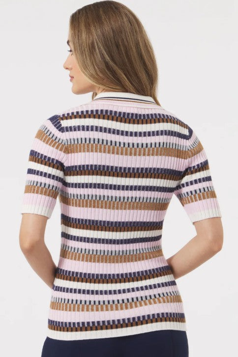 GG BLUE MODERN DESERT Short Sleeve Top Dayle Knit Rib