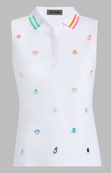 G/FORE APPAREL EMBROIDERED TECH PIQUÉ SLEEVELESS POLO