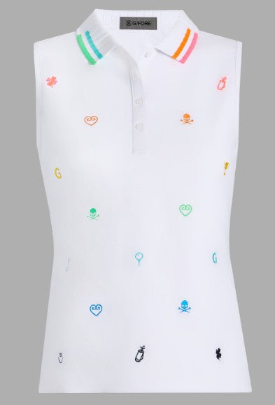G/FORE APPAREL EMBROIDERED TECH PIQUÉ SLEEVELESS POLO
